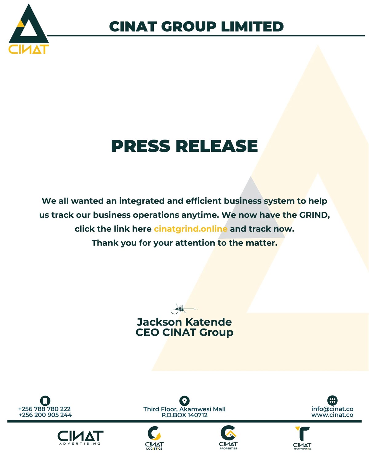 GRIND launch press release, 1 October 2026
